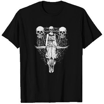 Discover Cow Bull Cattle Skull Head Western gothic skeleton T-Shirts