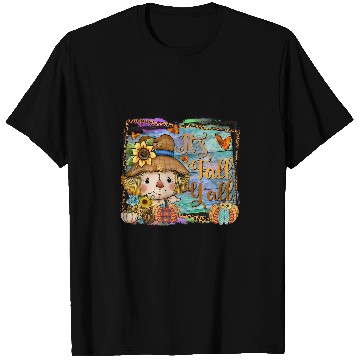 Discover Its Fall Yall Scarecrow Man Butterfly Pumpkin Sunflower T-Shirts
