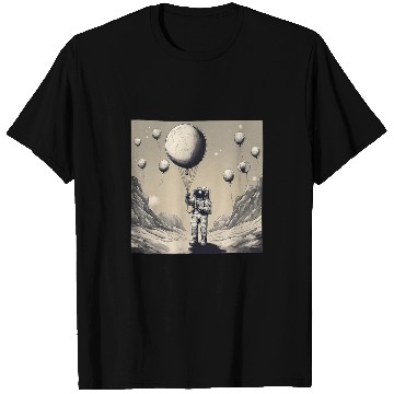 Discover Galactic Astronaut Explorer Holding Planet Balloons STEM T-Shirts