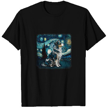 Discover Dog in starry night van gogh aussie mini Australian Shepherd T-Shirts