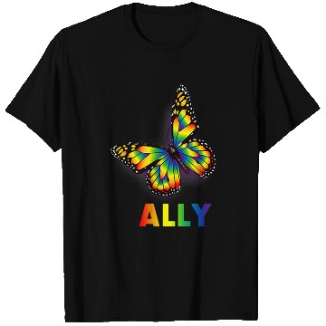 Discover LGBTQ  Ally Rainbow Flag Butterfly Design Pride T-Shirts