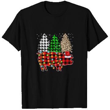 Discover Merry Christmas Leopard Plaid Tree Funny Pig Animals T-Shirts