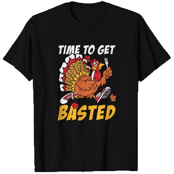 Discover Time To Get Basted Turkey Thanksgiving Autumn Fall Retro T-Shirts