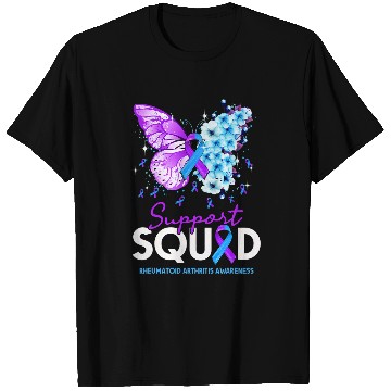 Discover Support Squad Butterfly Purple Ribbon Rheumatoid Arthritis T-Shirts