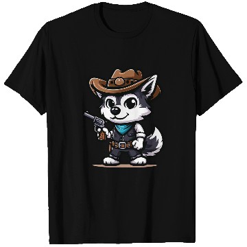 Discover Husky Wild West Funny Dog Cowboy T-Shirts