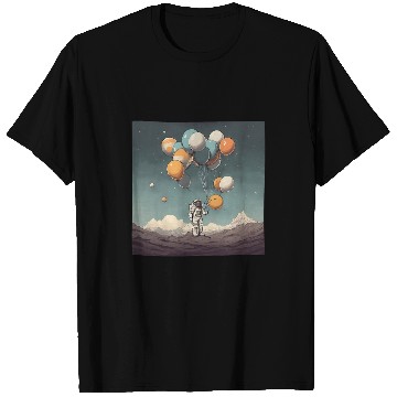 Discover Galactic Explorer with Astronaut Holding Planet Balloons T-Shirts