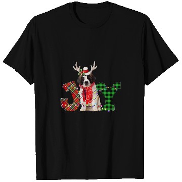 Discover Joy Christmas Lights Saint Bernard Dog Santa Hat Pajama T-Shirts