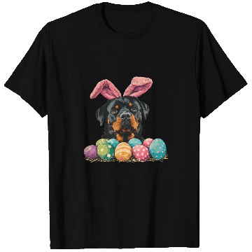 Discover Cute Rottweiler Easter Rottweiler Dog Eggs Basket Bunny Ears T-Shirts