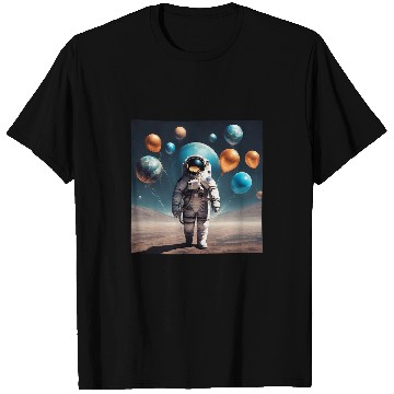 Discover Galactic Astronaut Explorer Holding Planet Balloons STEM 2 T-Shirts