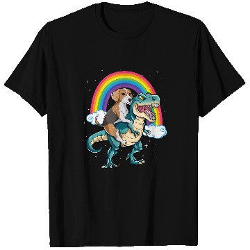 Discover Dinosaur T Rexs Rainbow Cloud Sparkles Beagle T-Shirts