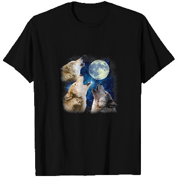 Discover Three Wolfs Howling At The Moon 2Wolves Lover Starry Night T-Shirts