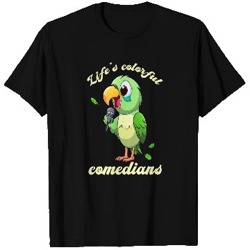 Discover Parrot In Comic Look Microphone T-Shirts