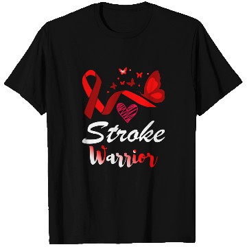 Discover Stroke Warrior Butterfly Red Ribbon Support T-Shirts