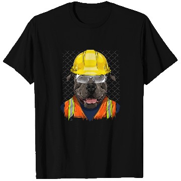Discover Construction Worker American Pit Bull Terrier Laborer Dog T-Shirts