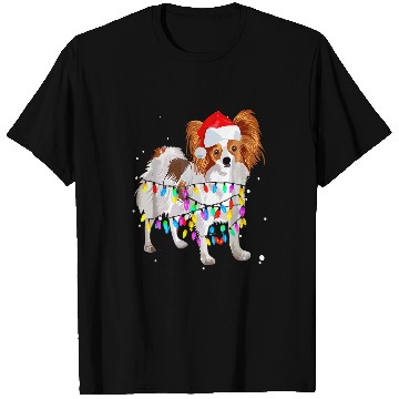 Discover cute papillon christmas light dog xmass tree T-Shirts