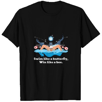 Discover Swim Team Butterfly Win Pool Training Race Day Design T-Shirts