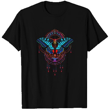 Discover Magic Butterfly over Mandala T-Shirts