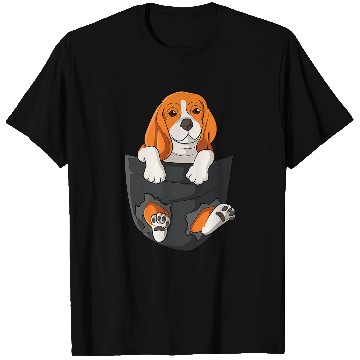 Discover Dog in pocket Beagle chest pocket T-Shirts