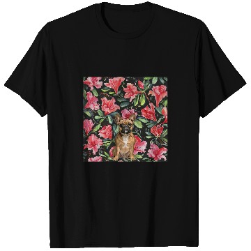 Discover French Bulldog Azaleas Pink Green vintages Plant Pattern T-Shirts