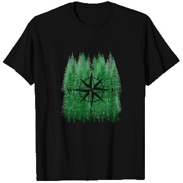 Discover Forest hiking wind rose nature forester hunter compass T-Shirts