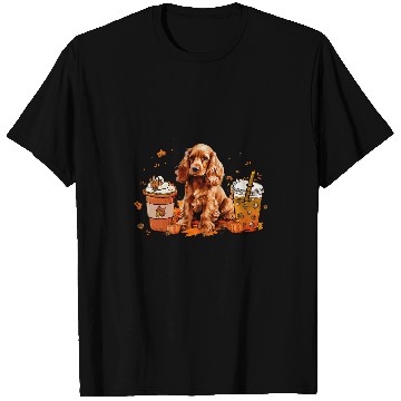 Discover Cocker Spaniel Coffee Warm Cozy Autumn Vibes Thanksgiving T-Shirts