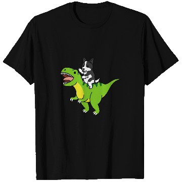 Discover Border Collie Riding TRexs Dinosaur Dog 1 T-Shirts