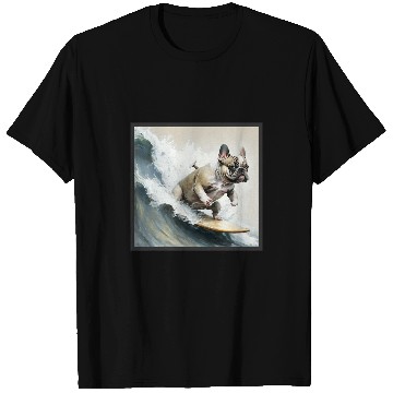 Discover French bulldog surfing T-Shirts