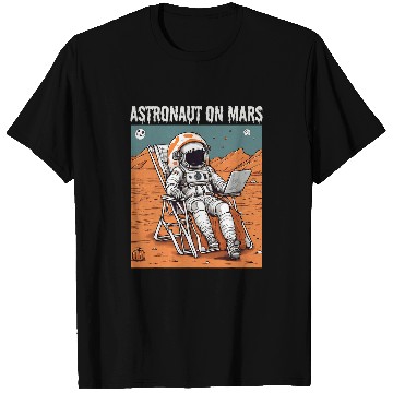 Discover Halloween Astronaut resting on Mars in a beach chair T-Shirts