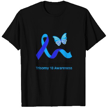 Discover Trisomy 18 Awareness Butterfly Support Light Blue Ribbon 21 T-Shirts