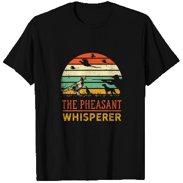 Discover Pheasant bird hunting funny whisperer hunter Retro sunset T-Shirts