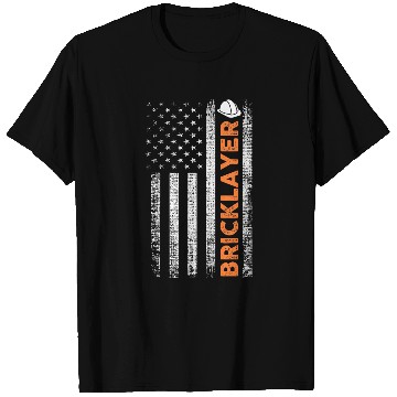 Discover Brick Mason Patriotic American Flag Bricklayer Builder T-Shirts