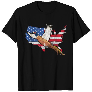 Discover Pheasant Hunter American Flag Graphic Bird Hunting Vintage T-Shirts