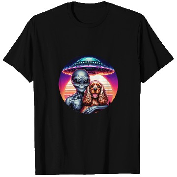 Discover Cute Alien Cocker Spaniel Friendship Funny vintages UFO T-Shirts