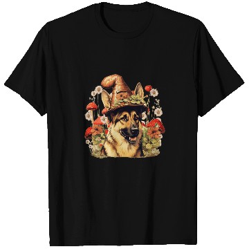 Discover Cottagecore German Shepherd Aesthetic Dog Lover Mushroom Hat T-Shirts