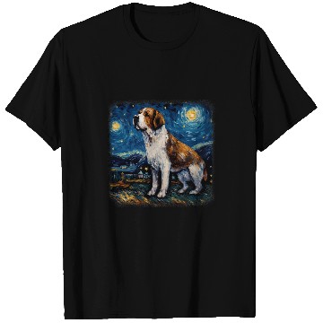 Discover Dog in starry night van gogh Saint Bernard 2 T-Shirts