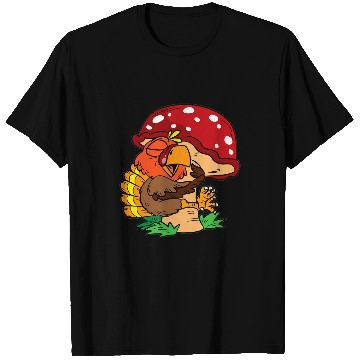 Discover Turkey Hugging Mushroom Thanksgiving Day Bird Fall Autumn T-Shirts