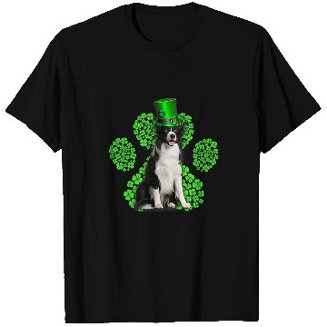 Discover Border Collie Shamrock Paw Clovers St Patricks Day T-Shirts