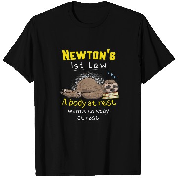 Discover Newtons Law Funny Physics Joke Inertia Cartoon T-Shirts