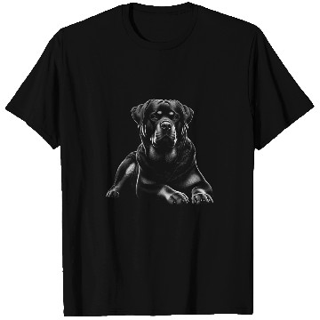 Discover Rottweiler Dog in Lying Pose Drawing Style T-Shirts