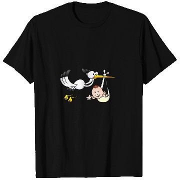 Discover Waving baby delivered by stork T-Shirts