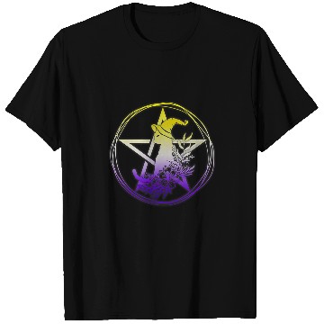 Discover Nonbinary Cat Pentagram Pagan Witch NB Enby Pride Floral T-Shirts