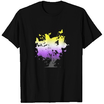 Discover Non Binary Butterfly Tree Non Binary Flag Nonbinary Pride T-Shirts