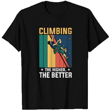 Discover Retro Rock Climbing Man Climb Climber Mountains T-Shirts