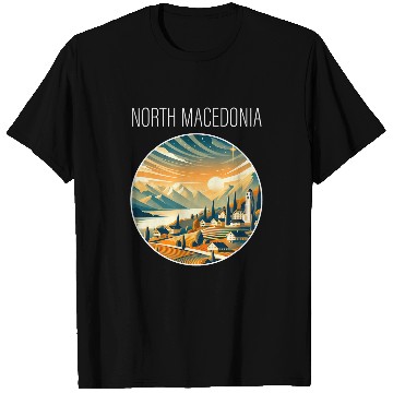 Discover North Macedonia scenery Art Deco T-Shirts