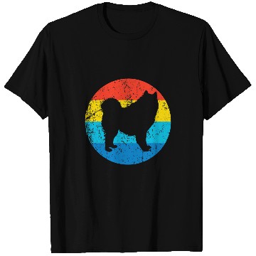 Discover Dog Samoyed Breed Silhouette Retro 1970s Circle T-Shirts