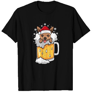 Discover Funny drunk Beer Chihuahua Christmas Dog T-Shirts