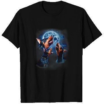 Discover Funny Doberman Doberman Pinscher Howling at the Moon T-Shirts