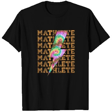 Discover Mathlete Lightning Bolt Tie Dye Leopard Stacked Words Math T-Shirts