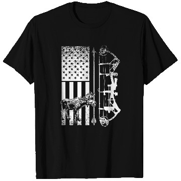 Discover USA American Flag Moose Hunting Bowhunter Big Game Hunter T-Shirts