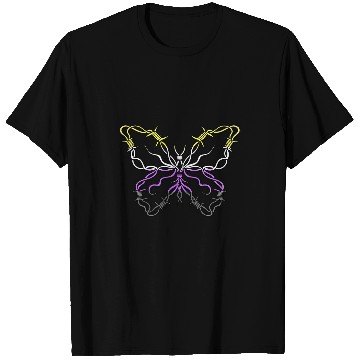 Discover Nonbinary Butterfly Barbwire Nonbinary Flag Nonbinary Pride T-Shirts